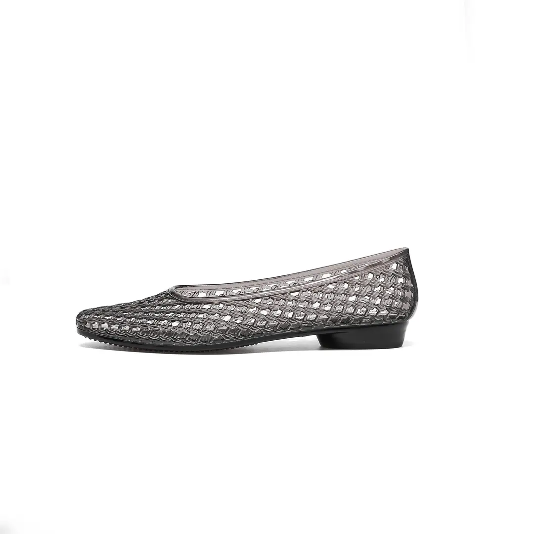 Korean Jelly Shoes, Shallow Mouth Flats, Crystal Pvc Outdoor Casual Pointed Toe Sandals and Slippers, One-Leg Cut Out Dance Shoes - Image 2