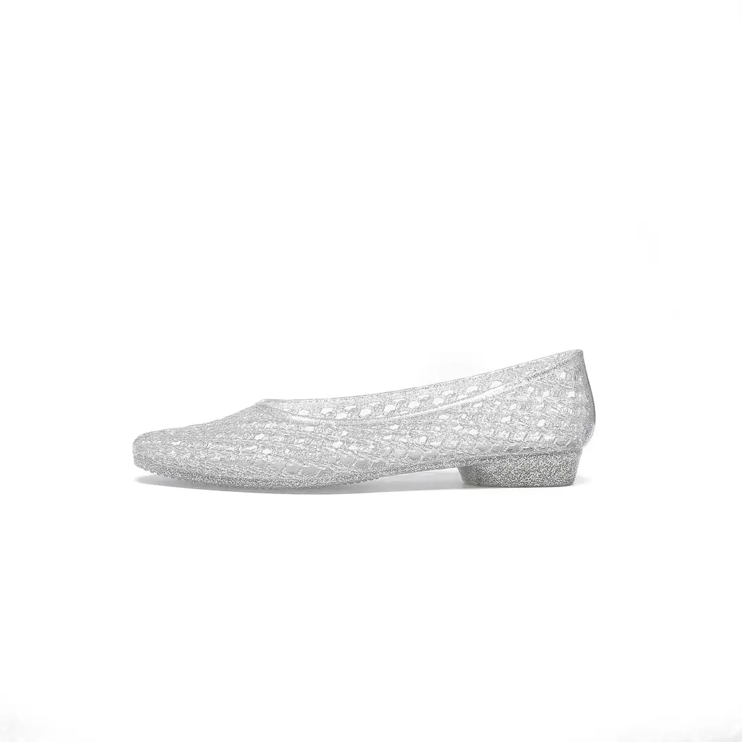 Korean Jelly Shoes, Shallow Mouth Flats, Crystal Pvc Outdoor Casual Pointed Toe Sandals and Slippers, One-Leg Cut Out Dance Shoes - Image 3