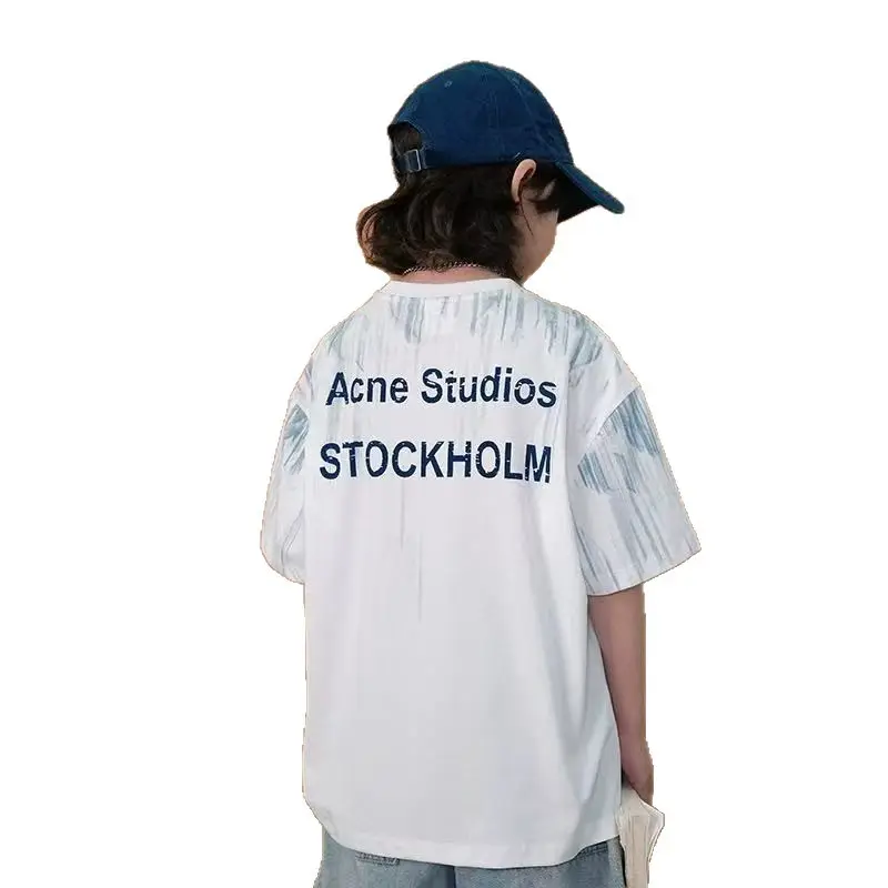 Boys T-Shirt White Acne Studios Short Sleeve Cartoon Print - Image 7