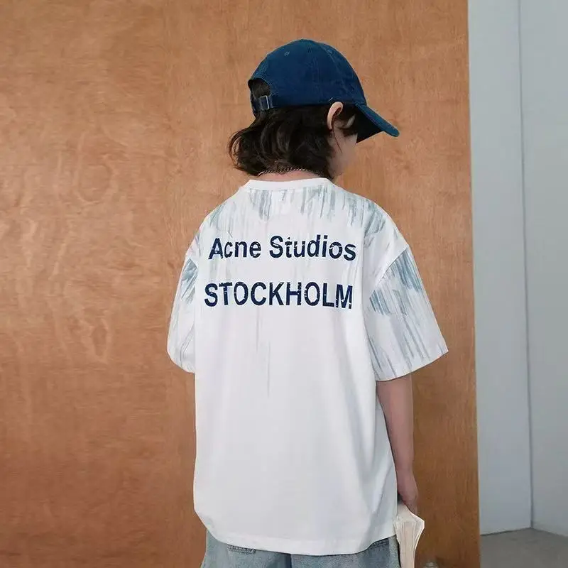 Boys T-Shirt White Acne Studios Short Sleeve Cartoon Print — feature 7