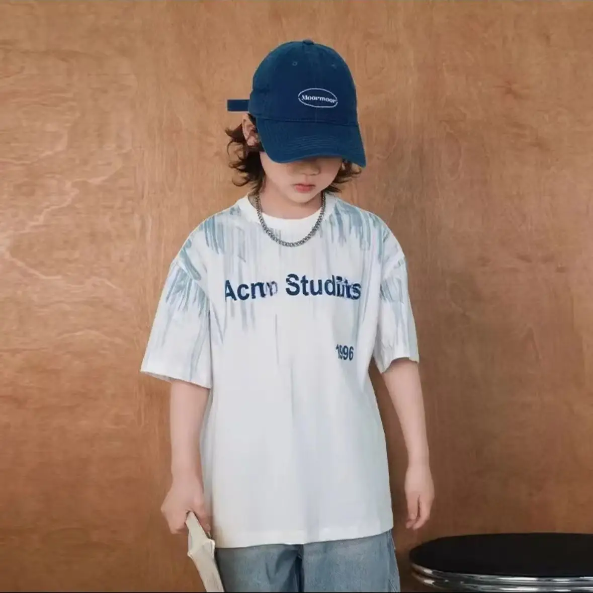 Boys T-Shirt White Acne Studios Short Sleeve Cartoon Print
