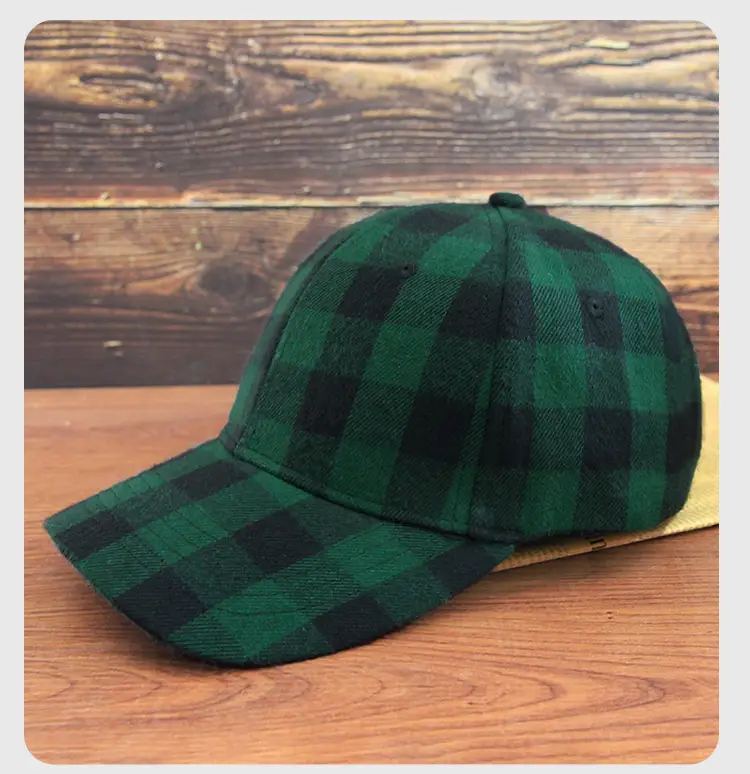 Green Plaid Baseball Cap for Men Women - Image 4