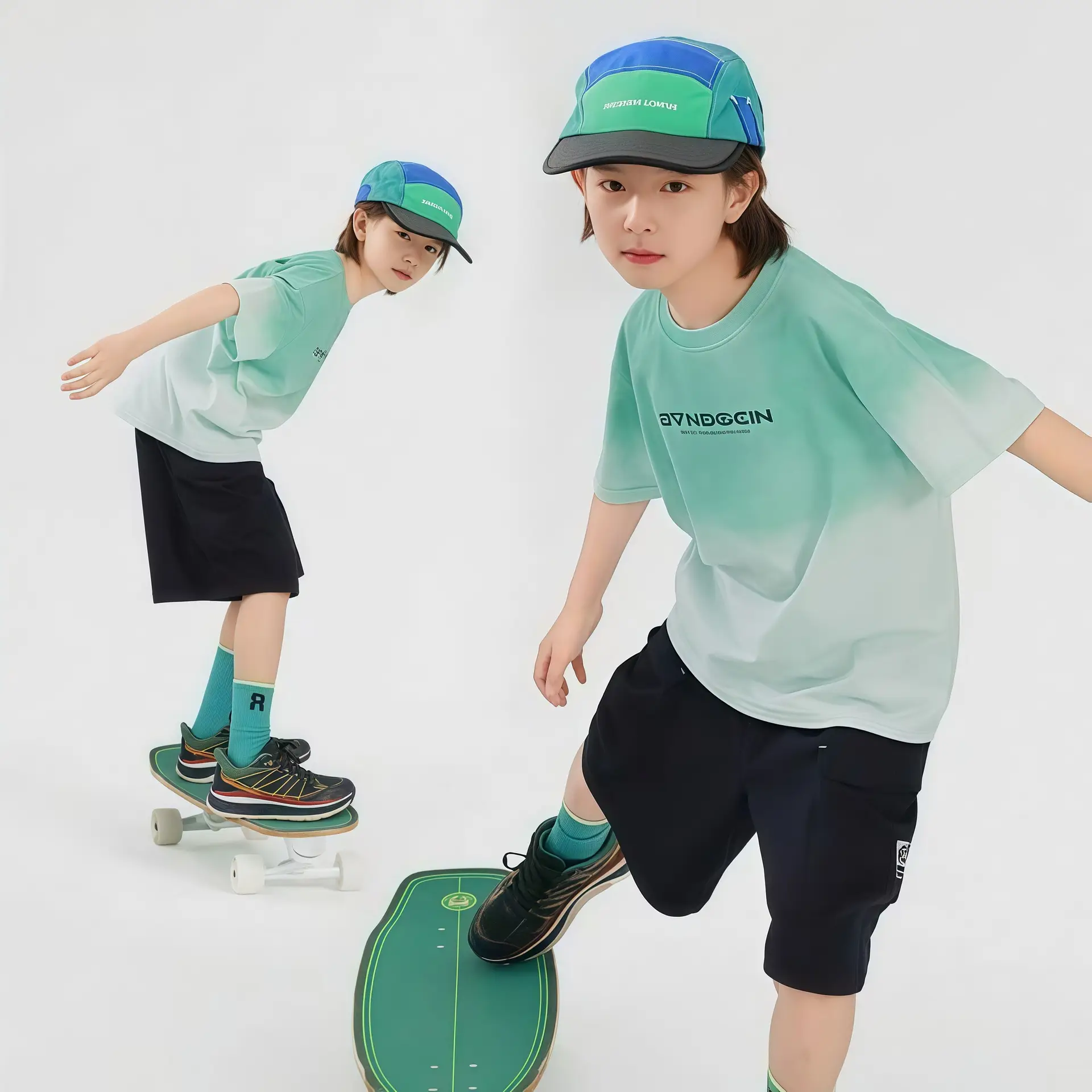 Boys Cotton T-Shirt Summer Green Medium Large Kids - Image 5