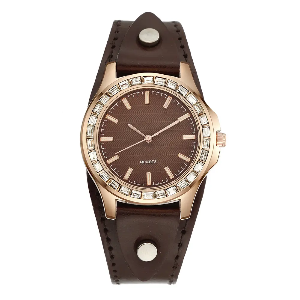 Women's Diamond Encrusted Quartz Watch Red Leather Strap - Image 10