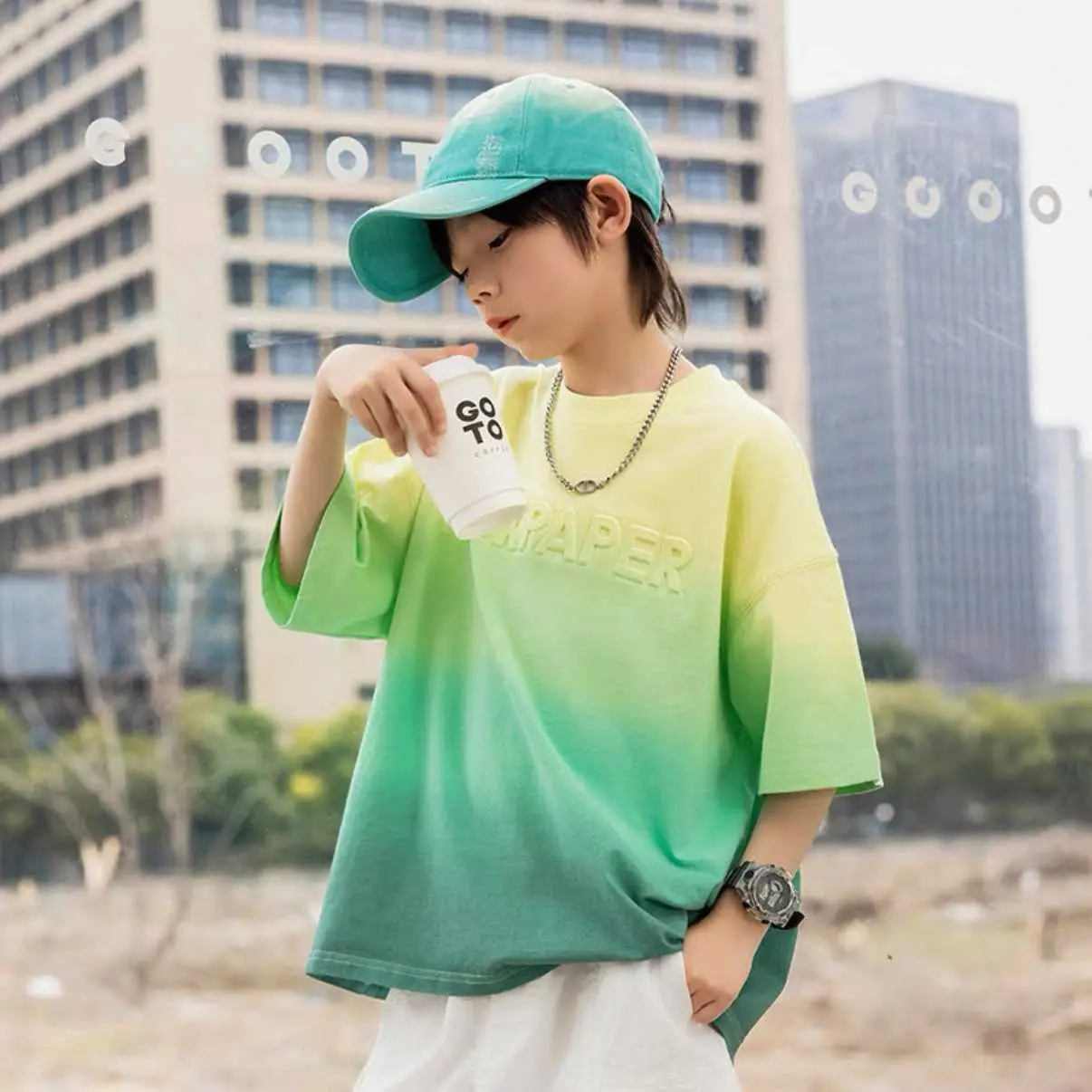 Boys Tie-Dye Cotton T-Shirt Summer Casual - Image 2