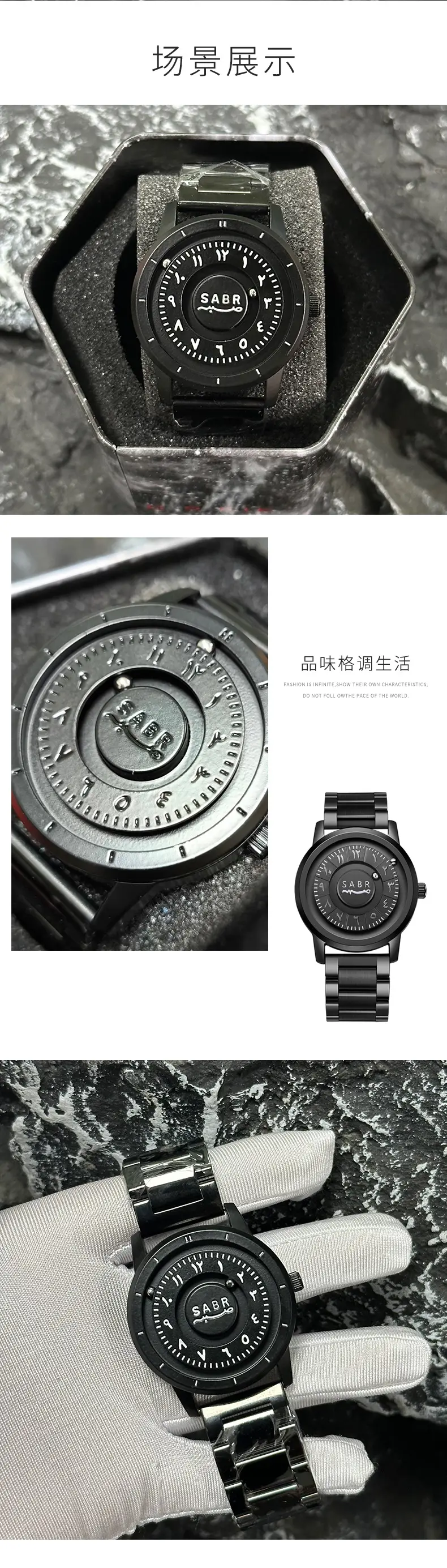 Magnetic Levitation Watch Silver Gray Dial Waterproof Men's Women's Quartz — feature 6