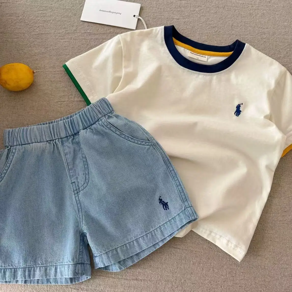 Sunshine Boys 2Pc Cotton Shorts Set Light Blue - Image 4