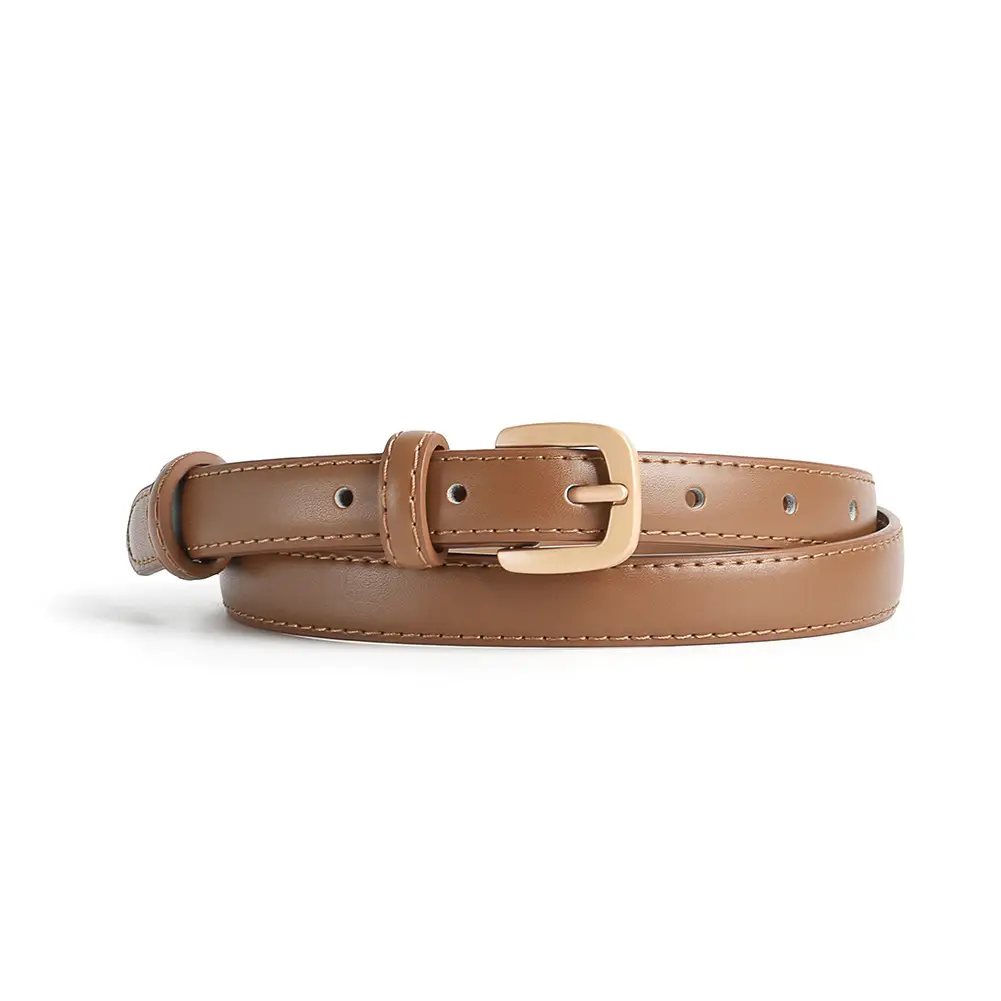 Black Leather Belt for Women Thin Korean Style