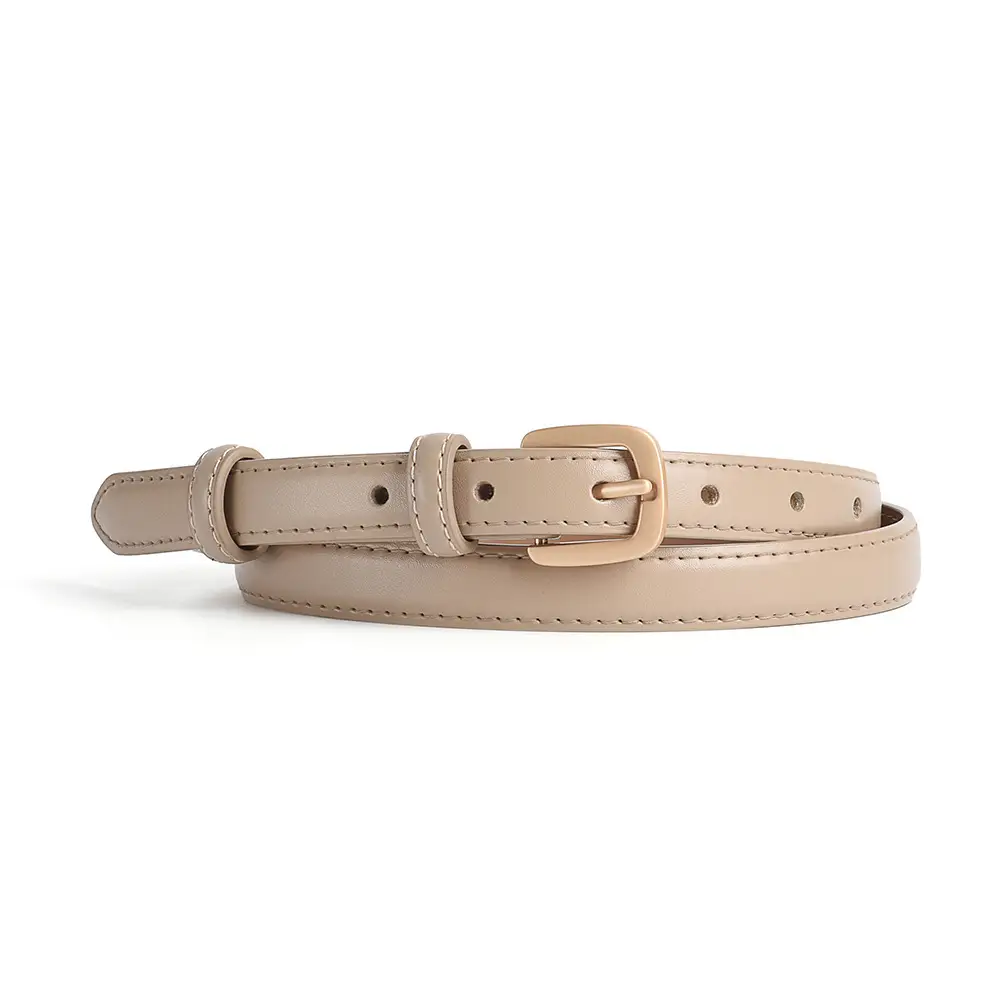 Black Leather Belt for Women Thin Korean Style