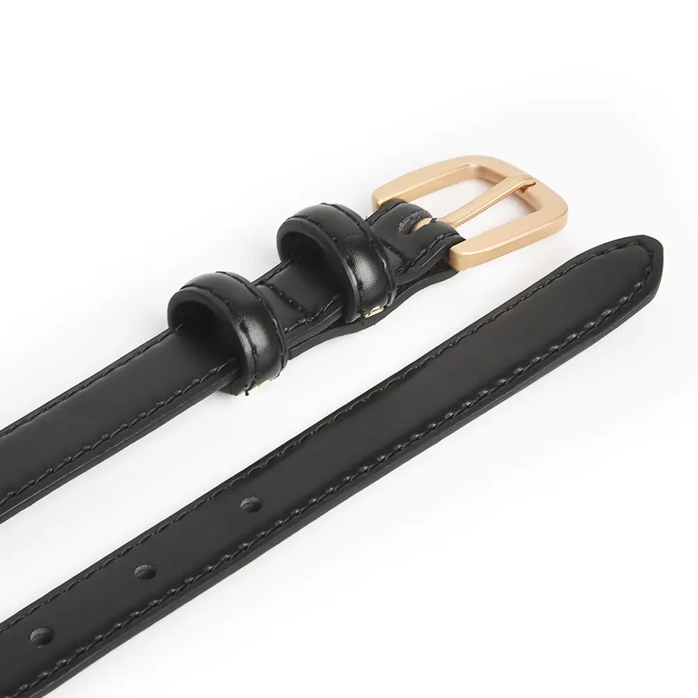 Black Leather Belt for Women Thin Korean Style