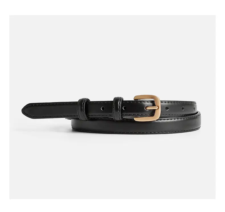 Black Leather Belt for Women Thin Korean Style — feature 10