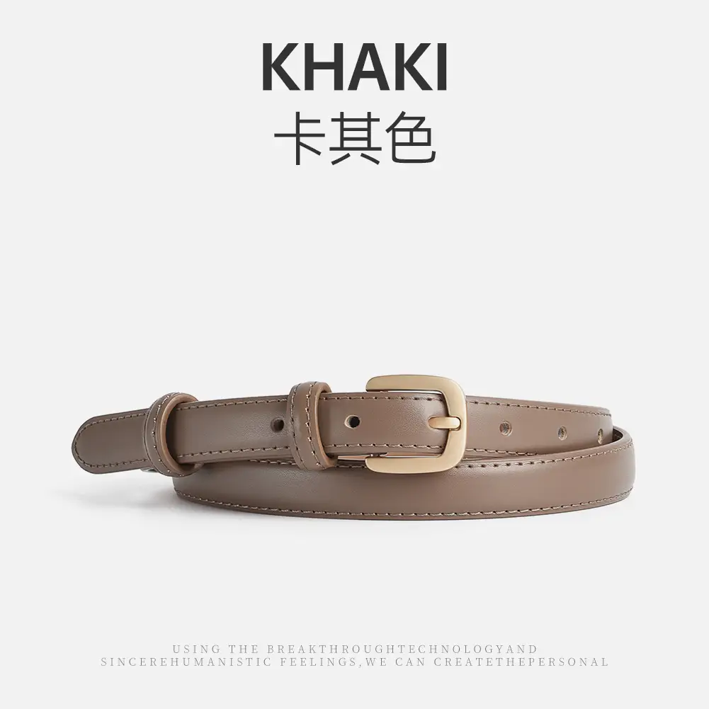 Black Leather Belt for Women Thin Korean Style
