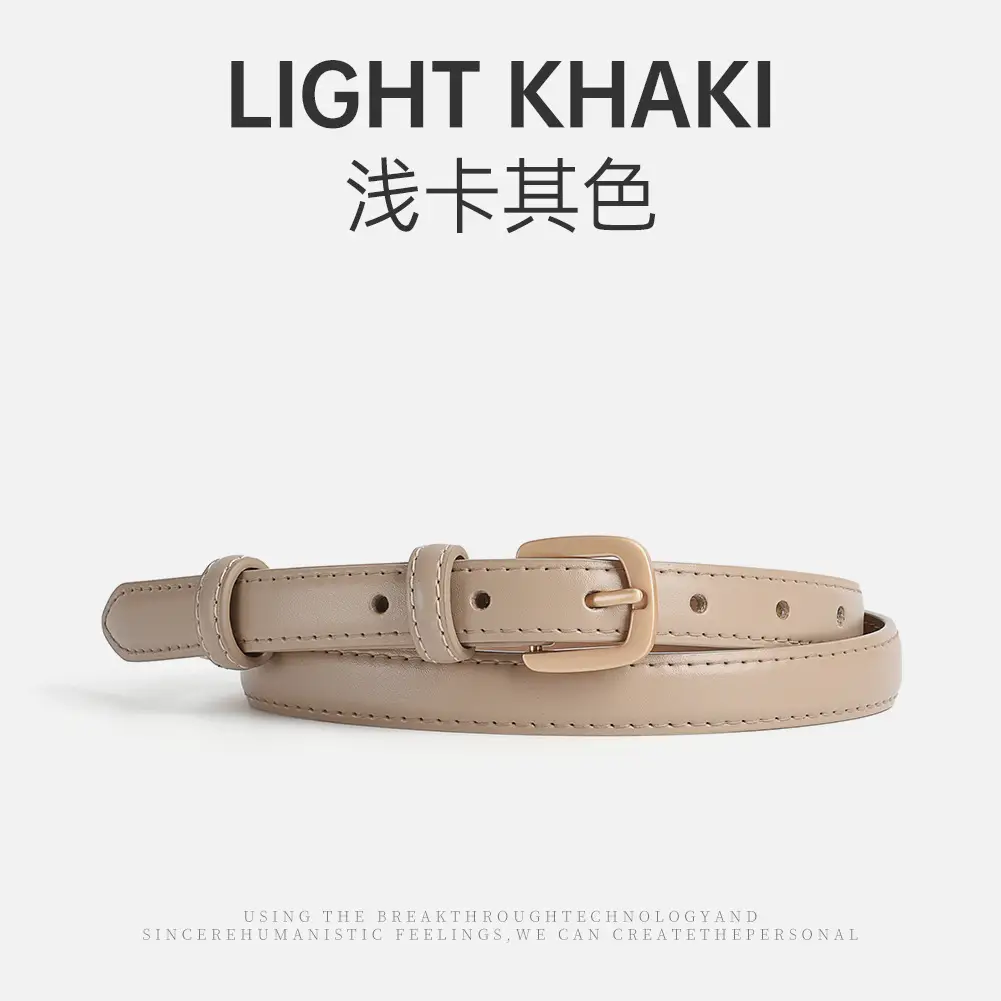 Black Leather Belt for Women Thin Korean Style