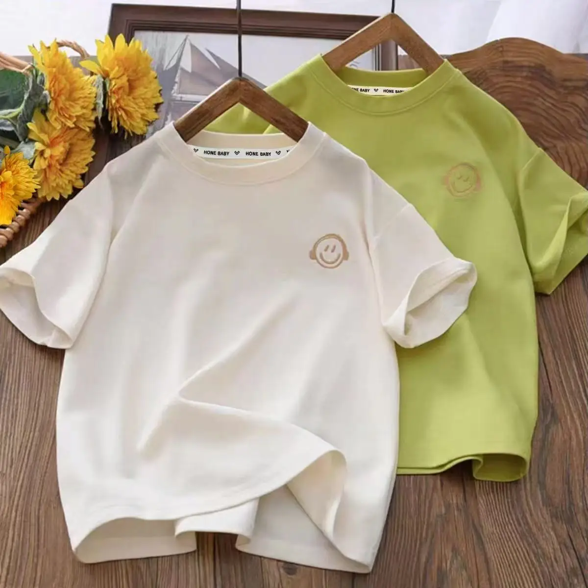 2025 Kids Navy T-Shirt with Smiling Face Embroidery — feature 1
