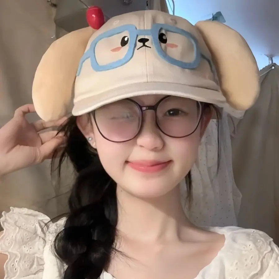 Cute Cartoon Cap with Cherry Glasses & Wide Brim for Women - Image 3
