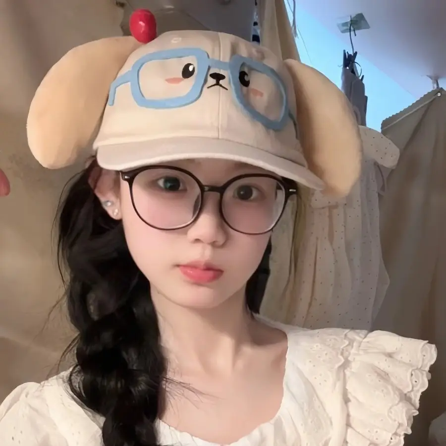 Cute Cartoon Cap with Cherry Glasses & Wide Brim for Women - Image 4