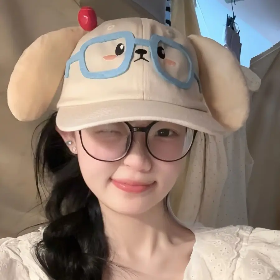 Cute Cartoon Cap with Cherry Glasses & Wide Brim for Women - Image 5