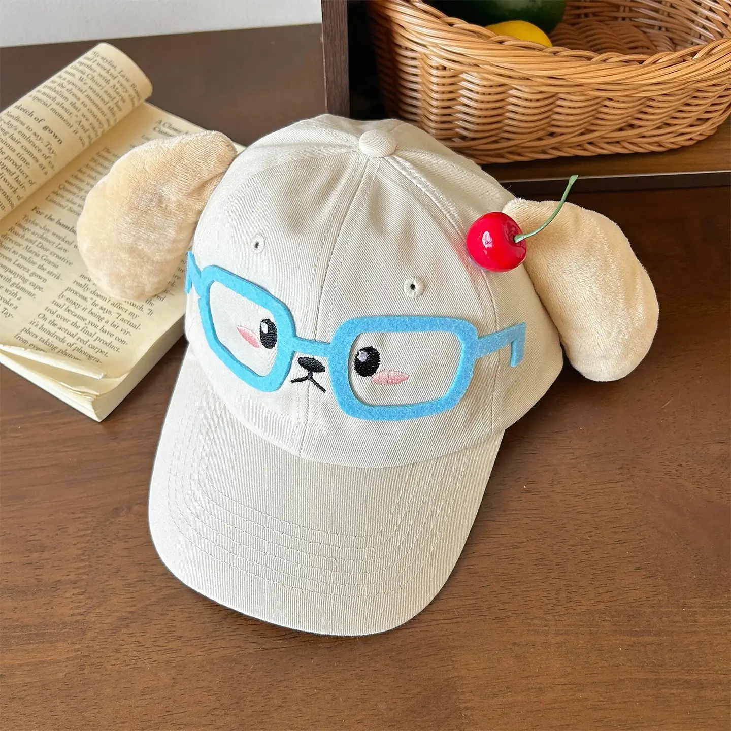 Cute Cartoon Cap with Cherry Glasses & Wide Brim for Women — feature 5