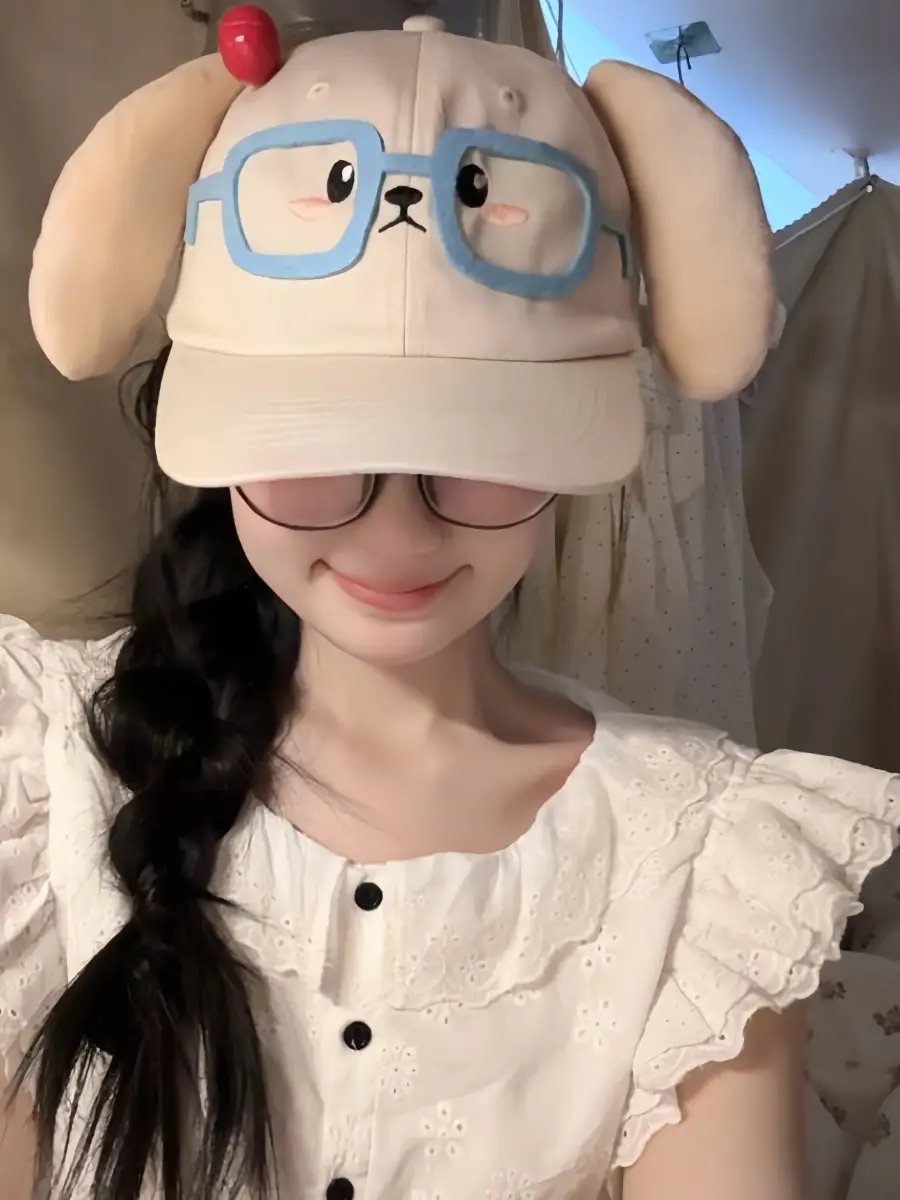 Cute Cartoon Cap with Cherry Glasses & Wide Brim for Women — feature 8