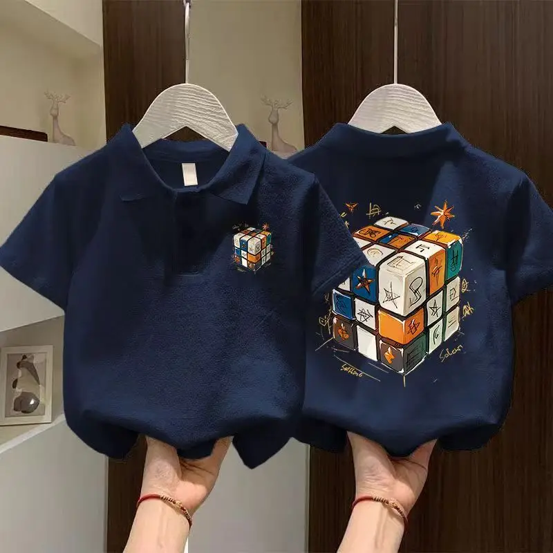 Boys Cotton Polo Shirt Black 2025 New Style — feature 9