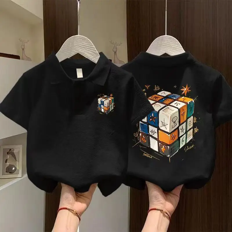 Boys Cotton Polo Shirt Black 2025 New Style