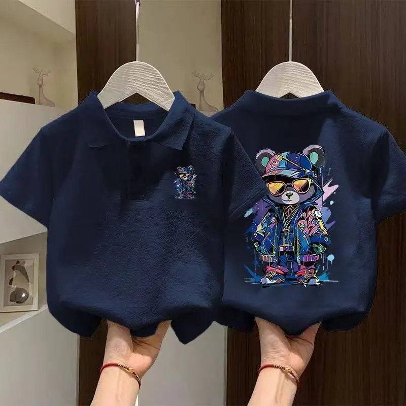 Boys Cotton Polo Shirt Black 2025 New Style