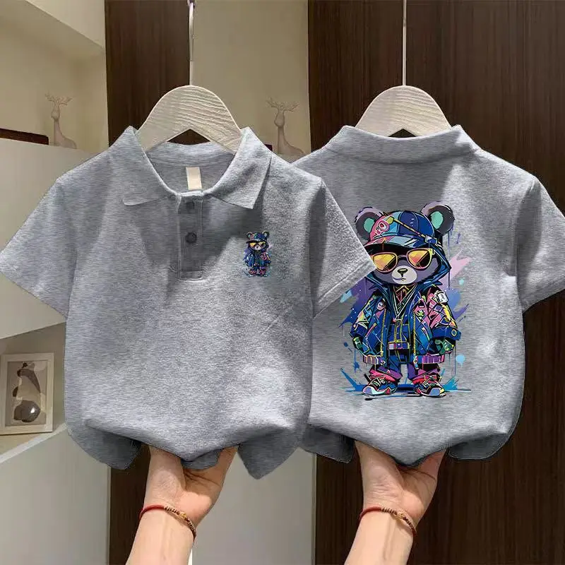 Boys Cotton Polo Shirt Black 2025 New Style
