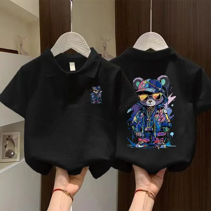 Boys Cotton Polo Shirt Black 2025 New Style