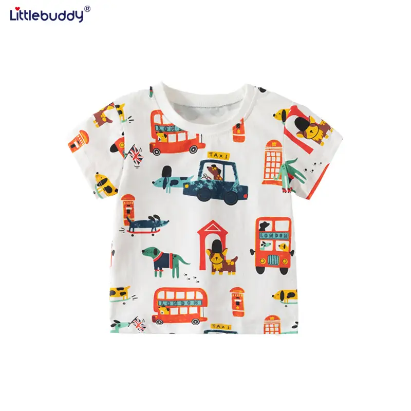 Littlebuddy Boys T-Shirt with Car Print Summer Casual Wear - Image 3