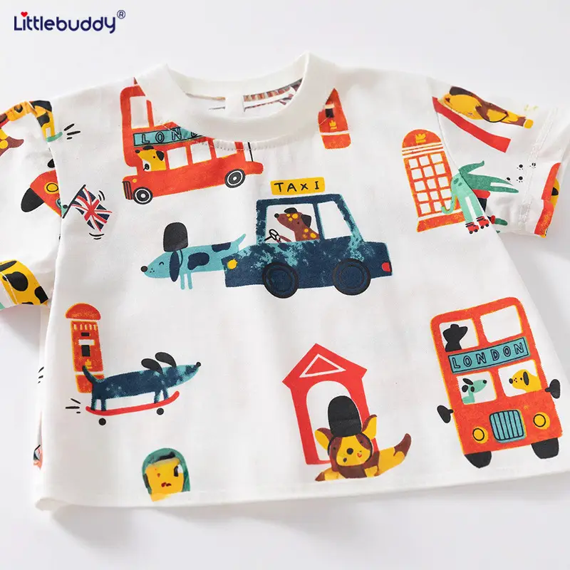 Littlebuddy Boys T-Shirt with Car Print Summer Casual Wear - Image 5