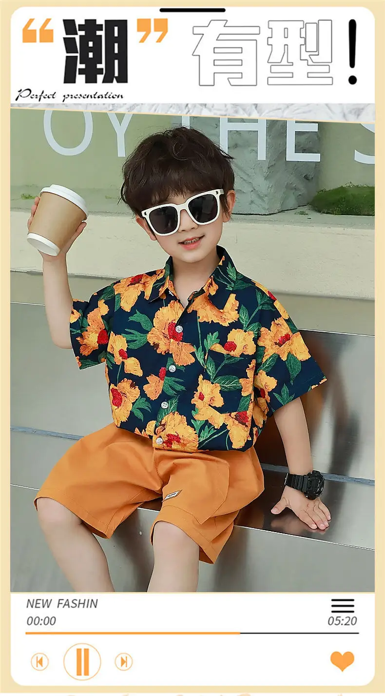 Summer Floral Short Sleeve T-Shirt for Boys Girls — feature 2