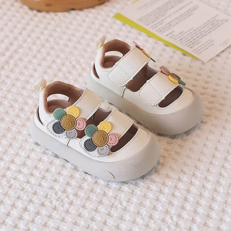Baby Sandals White Floral Soft Sole 2025