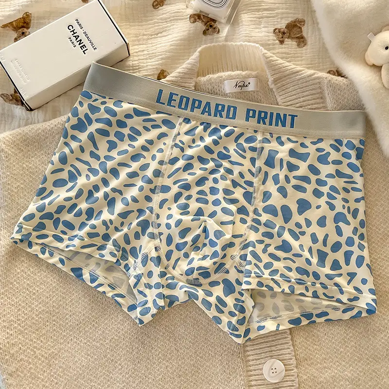 Men's Leopard Print Boxers Large Mid Waist Antibacterial - Image 2