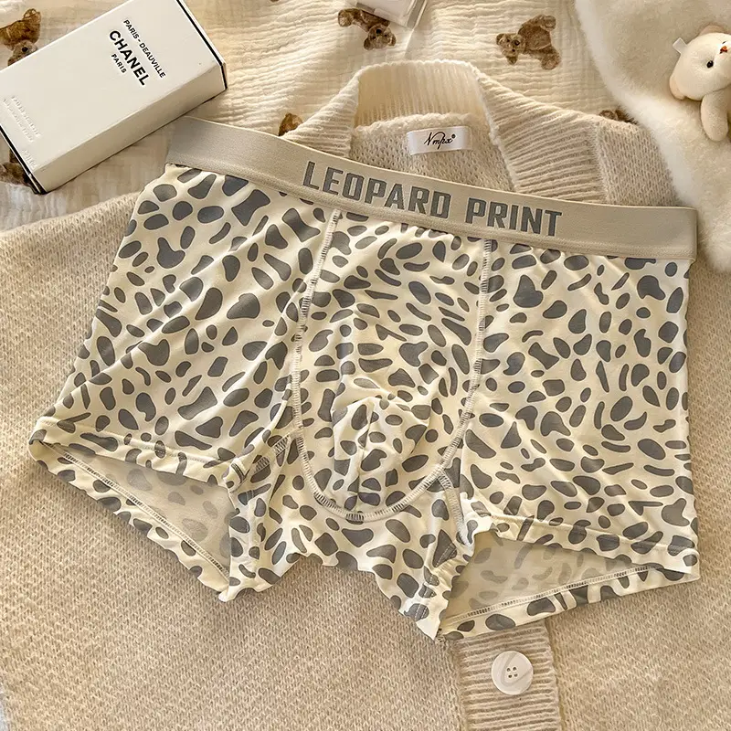 Men's Leopard Print Boxers Large Mid Waist Antibacterial - Image 3