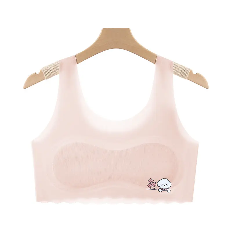 Girls' Development Period Intimates 7-14 Years Old Students' Seamless Ice Silk Sports Anti-Bump Vest Girls' Popular Tube Top