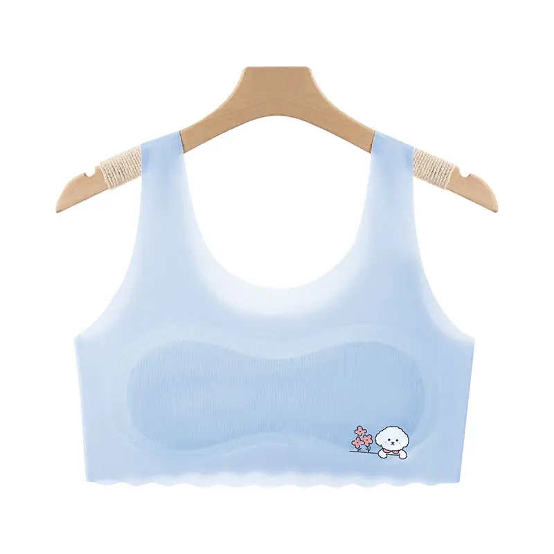 Girls' Development Period Intimates 7-14 Years Old Students' Seamless Ice Silk Sports Anti-Bump Vest Girls' Popular Tube Top