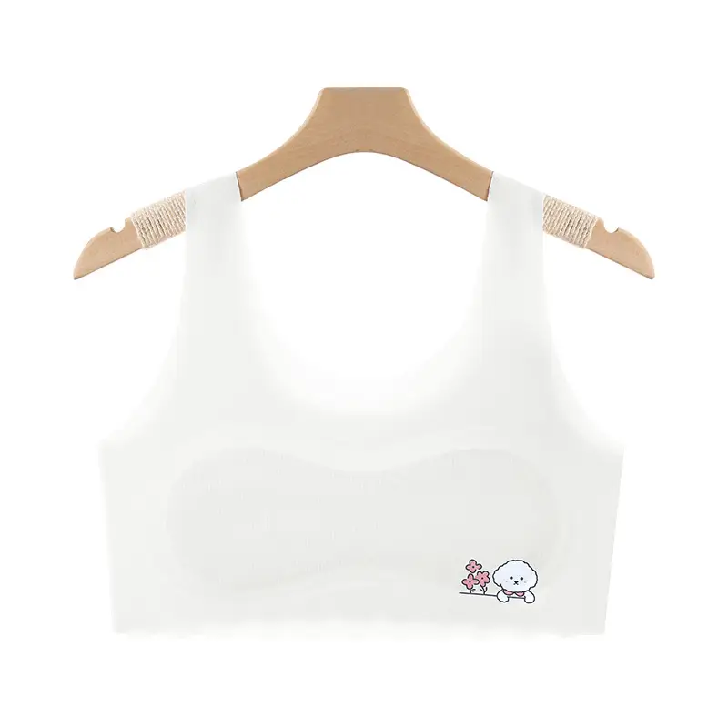 Girls' Development Period Intimates 7-14 Years Old Students' Seamless Ice Silk Sports Anti-Bump Vest Girls' Popular Tube Top