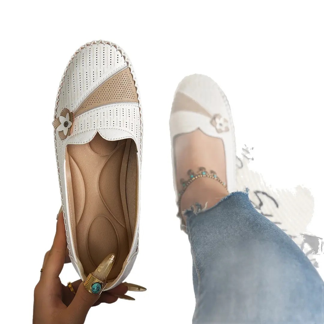 Large Size Popular Foreign Trade Stitching Flower Decoration Women's Flats Loafers Foreign Trade Cross-Border E-Commerce Supply - Image 5