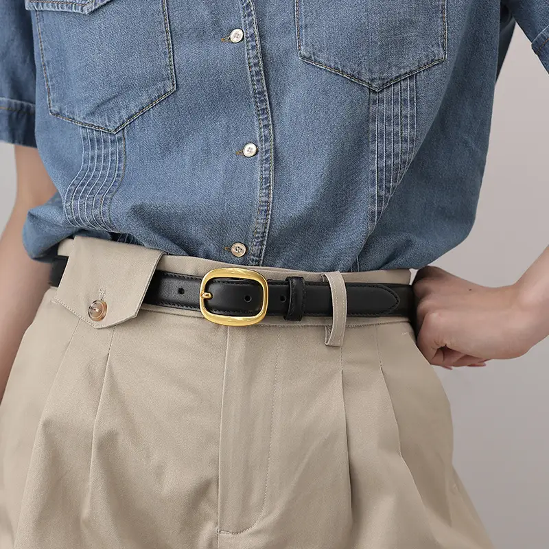 2025 Women Genuine Leather Belt with Gold Buckle - Image 10