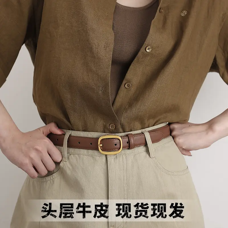 2025 Women Genuine Leather Belt with Gold Buckle — feature 7