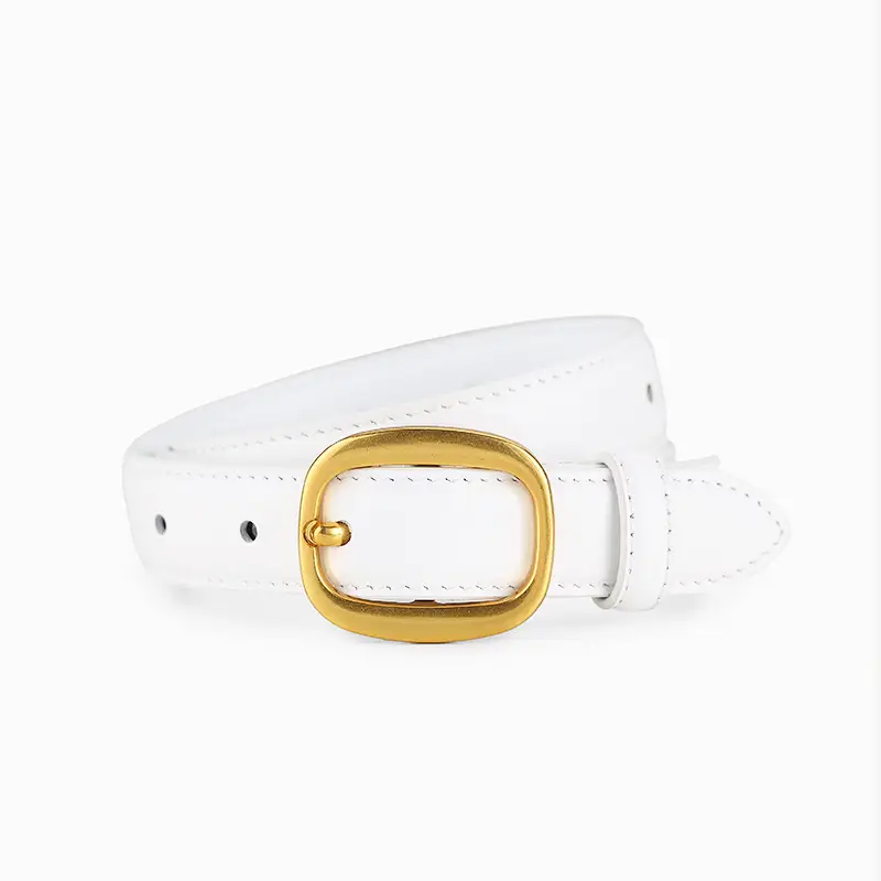 2025 Women Genuine Leather Belt with Gold Buckle - Image 2