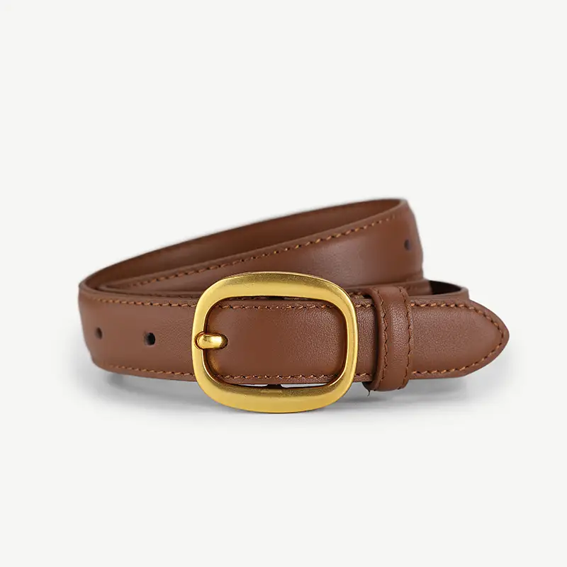 2025 Women Genuine Leather Belt with Gold Buckle - Image 3