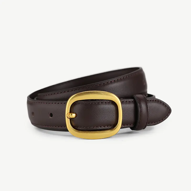 2025 Women Genuine Leather Belt with Gold Buckle - Image 4