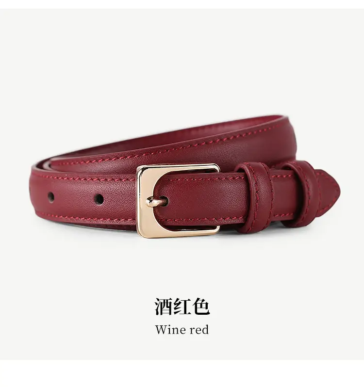 Black Cowhide Women's Belt with Gold Buckle — feature 21