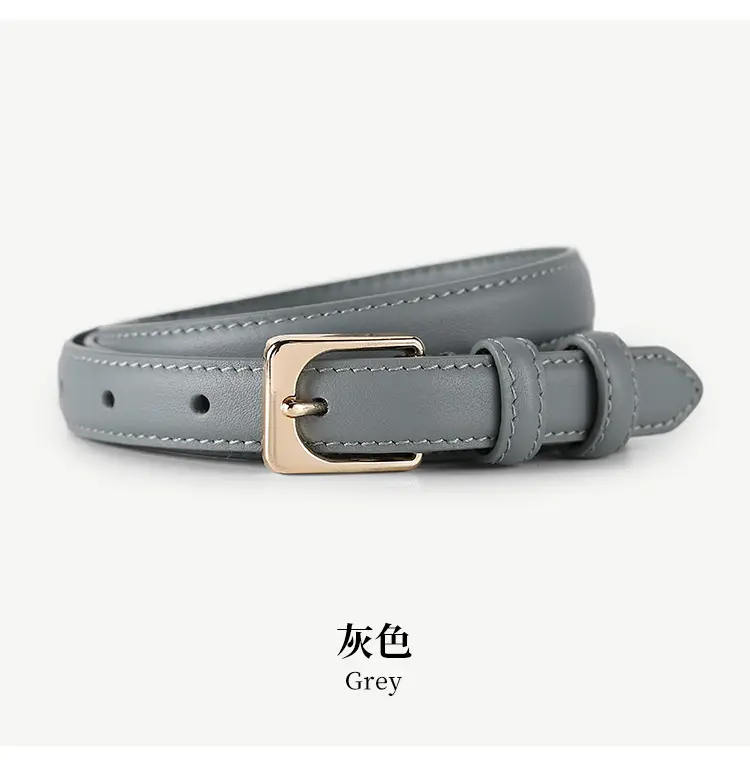 Black Cowhide Women's Belt with Gold Buckle — feature 22