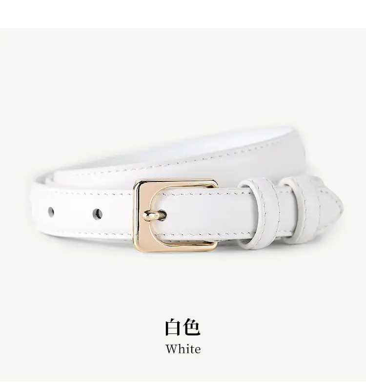 Black Cowhide Women's Belt with Gold Buckle — feature 23
