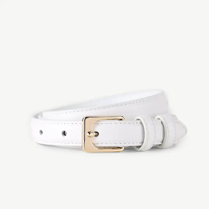 Black Cowhide Women's Belt with Gold Buckle - Image 2