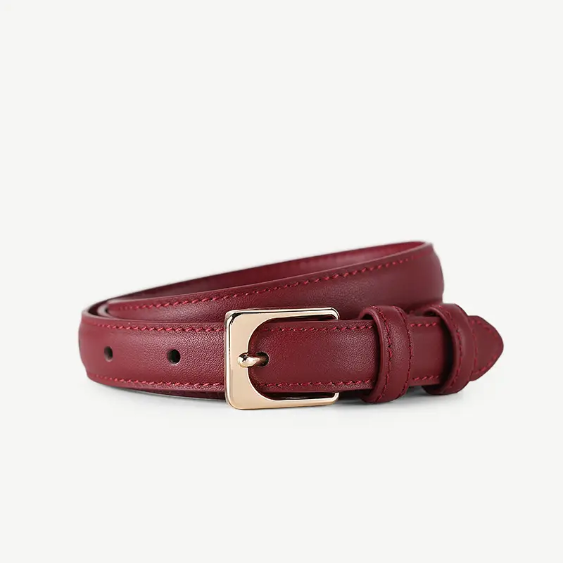 Black Cowhide Women's Belt with Gold Buckle - Image 5