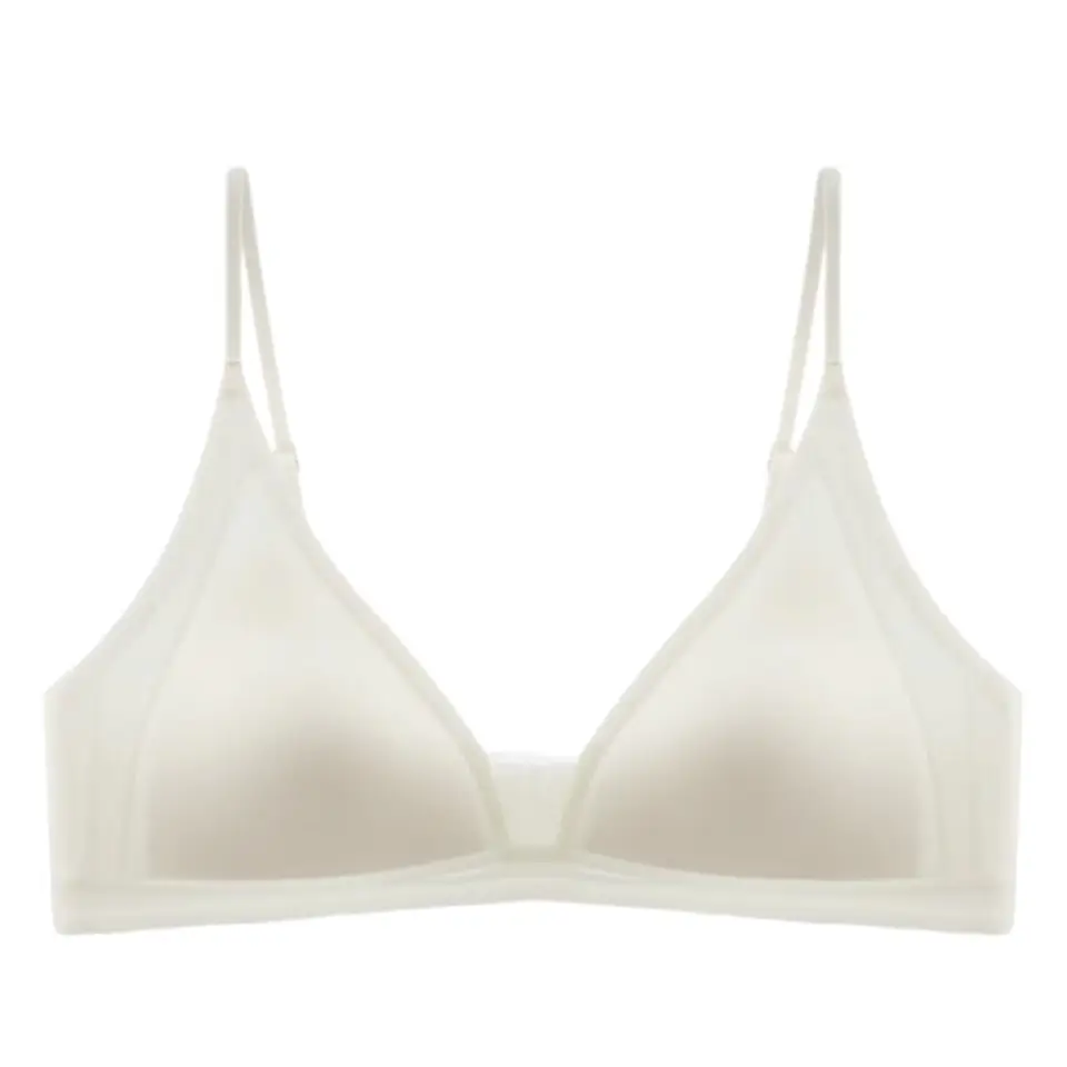 French Deep V Satin Intimates for Women with Small Breasts, Comfortable and High-End Thin Shoulder Straps, Thin Seamless Triangle Cup Bra