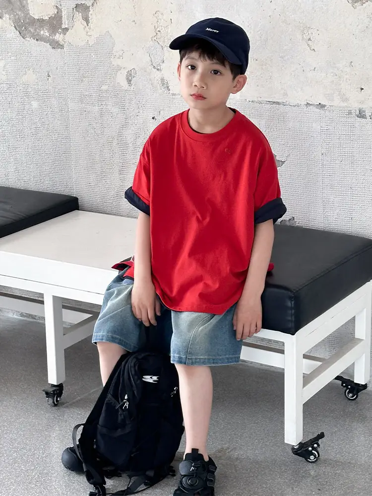 Kids Red T-Shirt Short Sleeve 2026 Summer Boys - Image 5